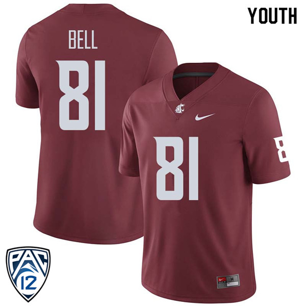 Youth #81 Renard Bell Washington State Cougars College Football Jerseys Sale-Crimson